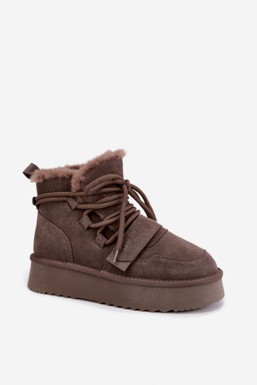 Botas de neve femininas em camurça castanho Big Star