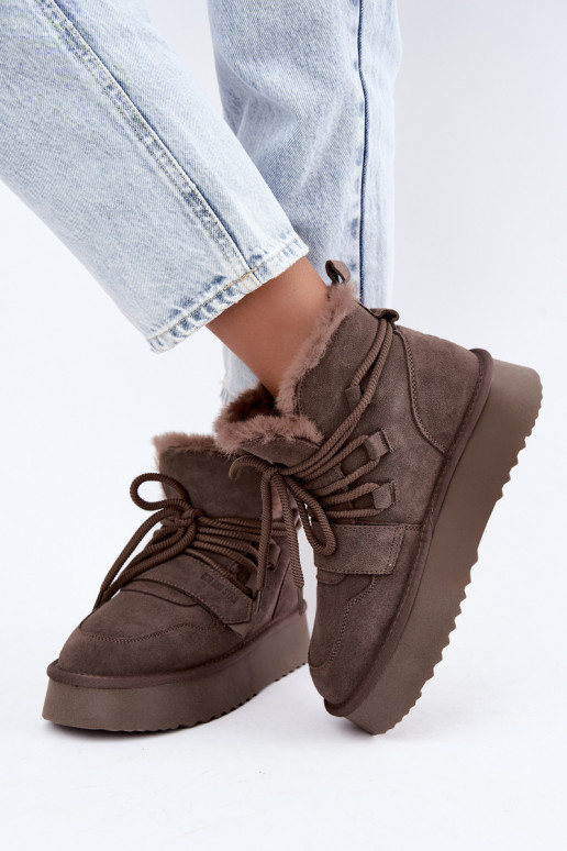 Botas de neve femininas em camurça castanho Big Star
