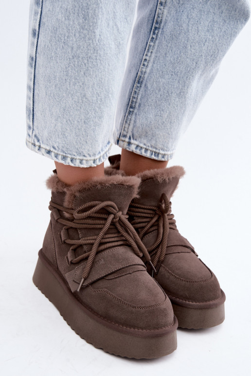 Botas de neve femininas em camurça castanho Big Star