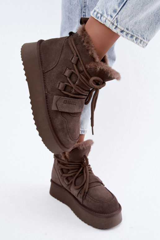 Botas de neve femininas em camurça castanho Big Star