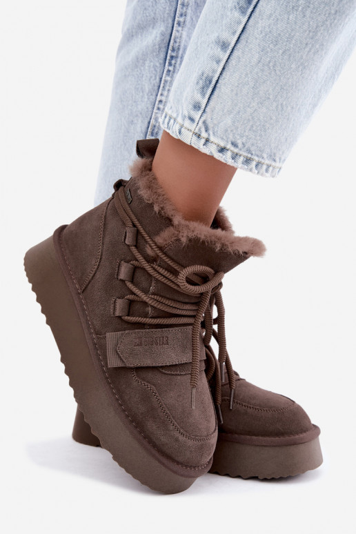 Botas de neve femininas em camurça castanho Big Star