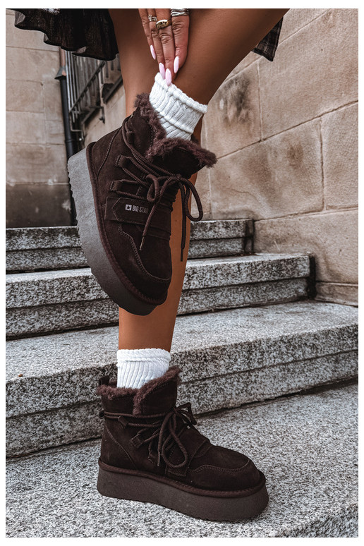 Botas de neve femininas em camurça chocolate Big Star