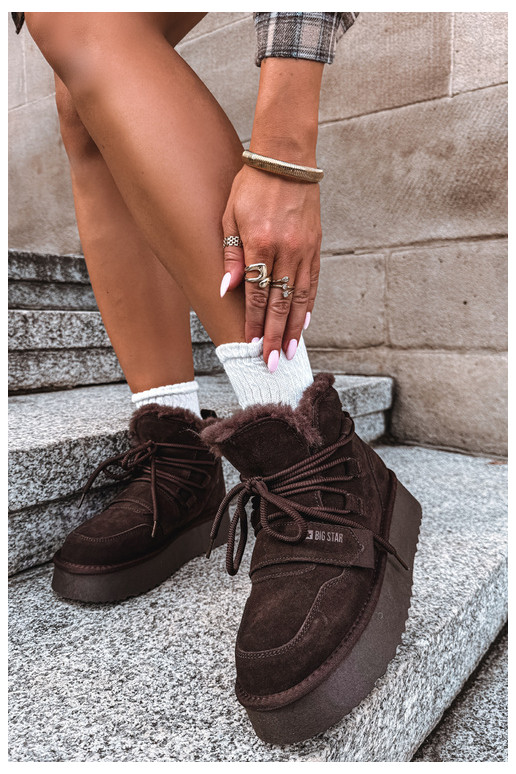 Botas de neve femininas em camurça chocolate Big Star