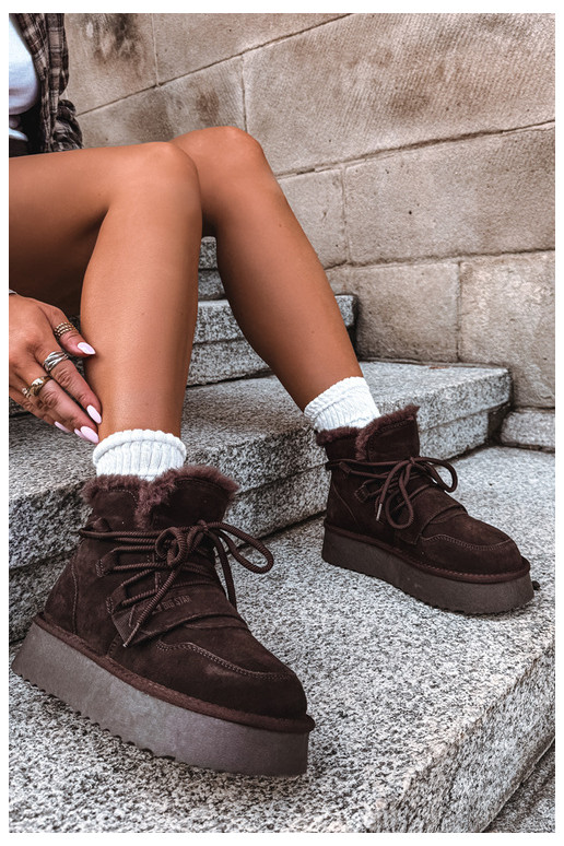 Botas de neve femininas em camurça chocolate Big Star