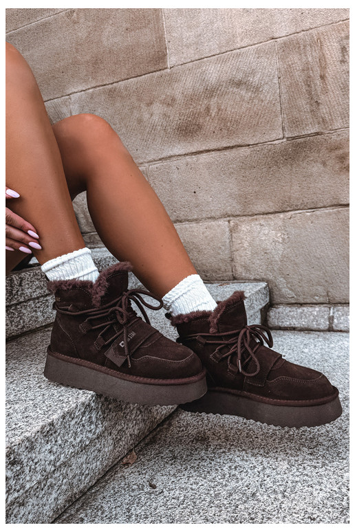 Botas de neve femininas em camurça chocolate Big Star