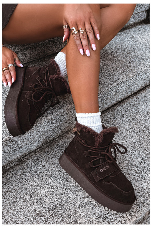 Botas de neve femininas em camurça chocolate Big Star