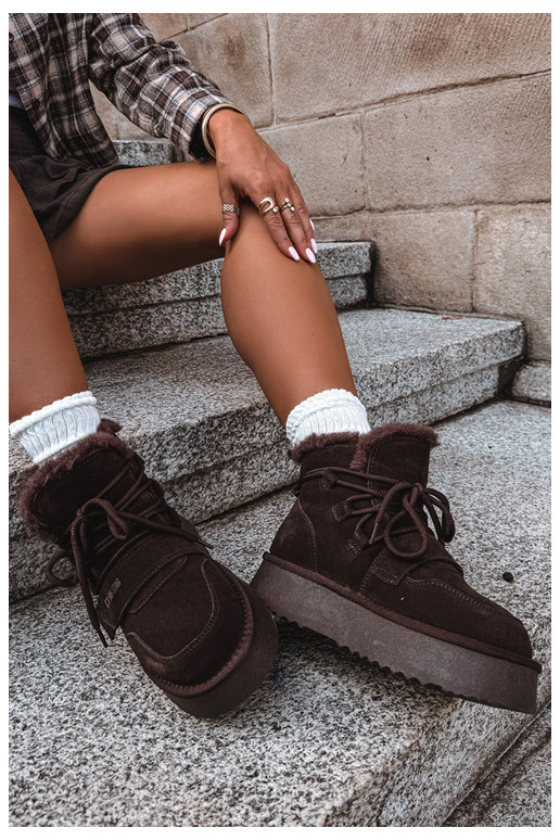 Botas de neve femininas em camurça chocolate Big Star