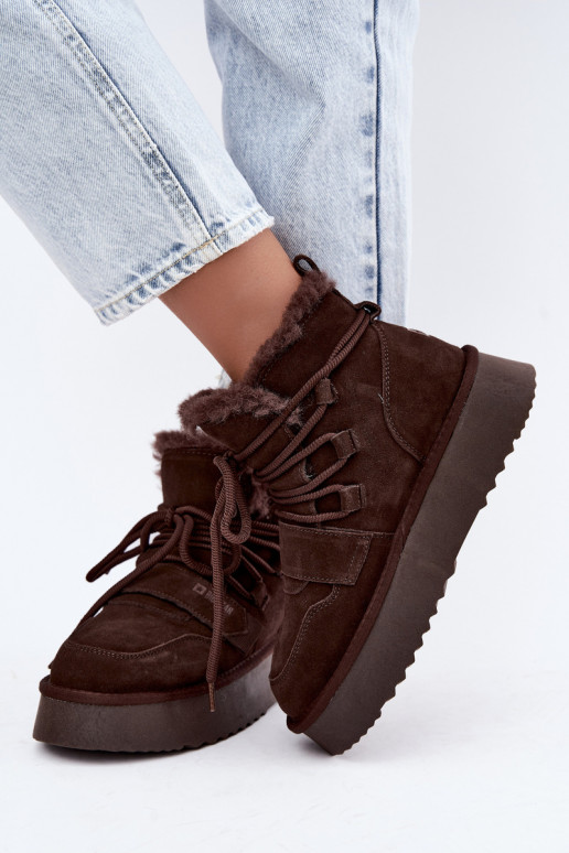 Botas de neve femininas em camurça chocolate Big Star