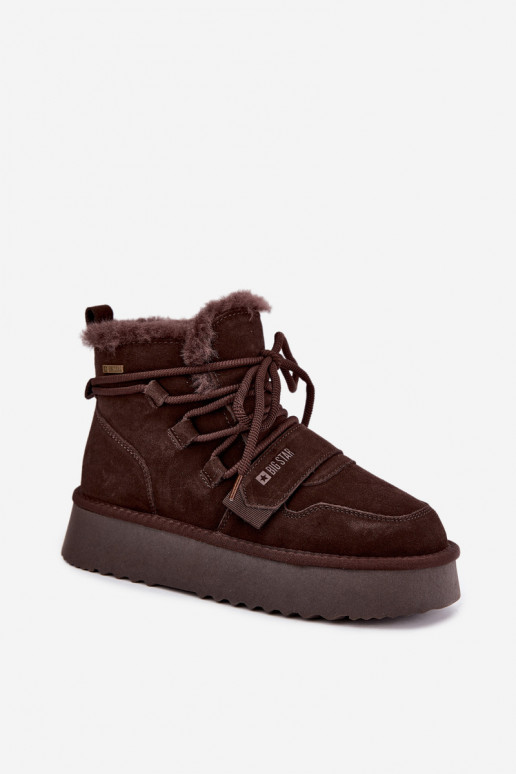 Botas de neve femininas em camurça chocolate Big Star