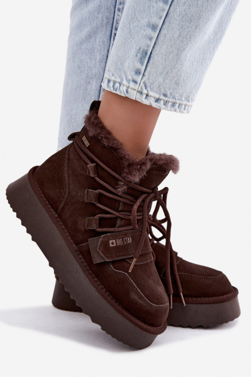 Botas de neve femininas em camurça chocolate Big Star