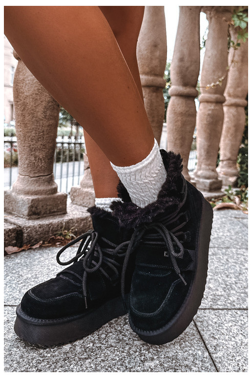 Botas de neve femininas em camurça preta Big Star
