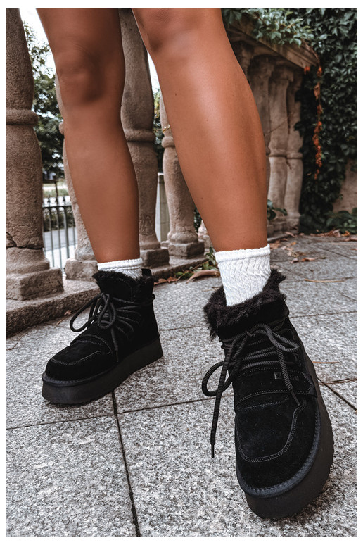 Botas de neve femininas em camurça preta Big Star