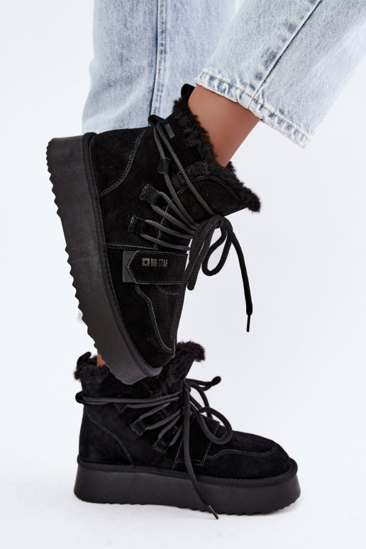 Botas de neve femininas em camurça preta Big Star