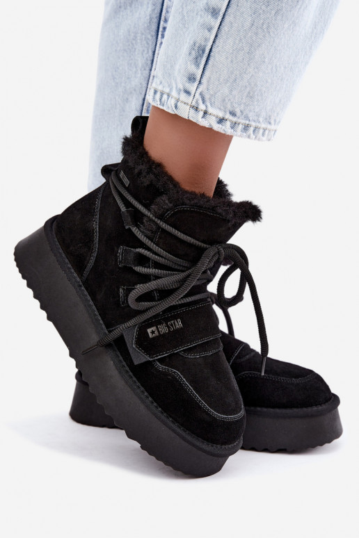 Botas de neve femininas em camurça preta Big Star