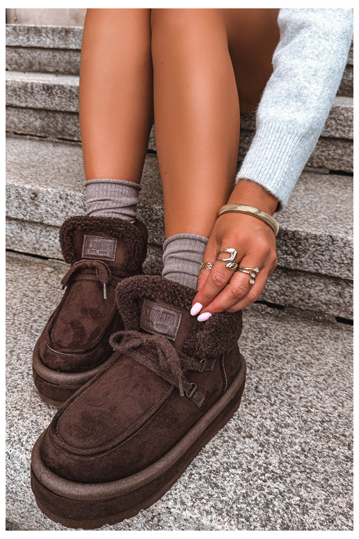 botas de neve com plataforma e isolamento Big Star UU274214 na cor chocolate