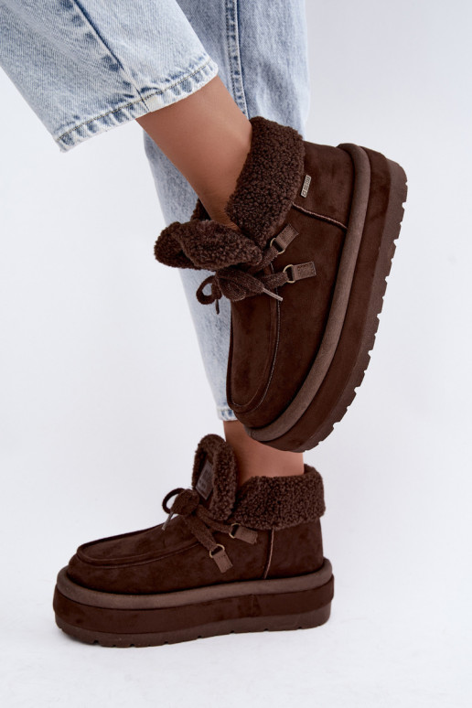 botas de neve com plataforma e isolamento Big Star UU274214 na cor chocolate