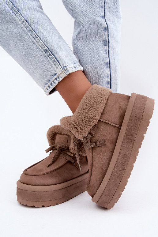 botas de neve com plataforma e isolamento Big Star UU274215 na cor areia