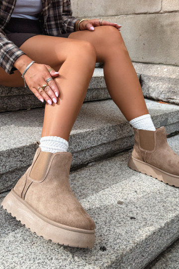 botas de neve para mulheres com plataforma Big Star UU274173 na cor areia