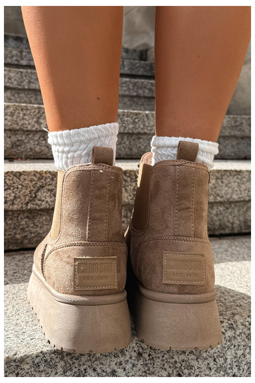 botas de neve para mulheres com plataforma Big Star UU274173 na cor areia