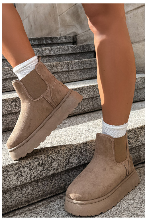botas de neve para mulheres com plataforma Big Star UU274173 na cor areia