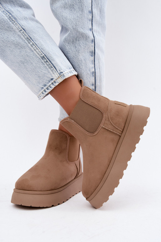 botas de neve para mulheres com plataforma Big Star UU274173 na cor areia
