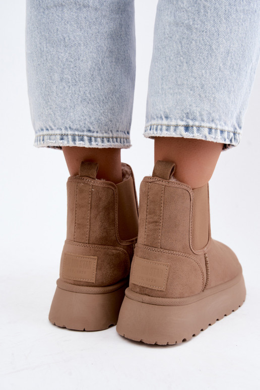 botas de neve para mulheres com plataforma Big Star UU274173 na cor areia