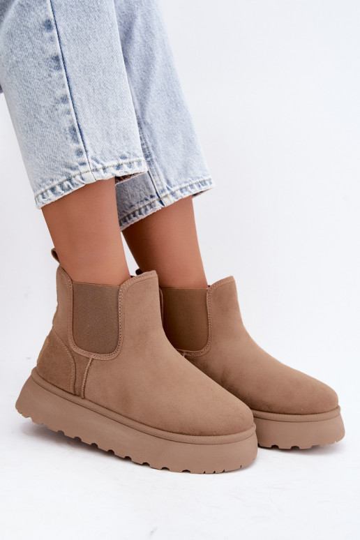 botas de neve para mulheres com plataforma Big Star UU274173 na cor areia