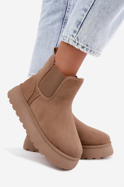 botas de neve para mulheres com plataforma Big Star UU274173 na cor areia
