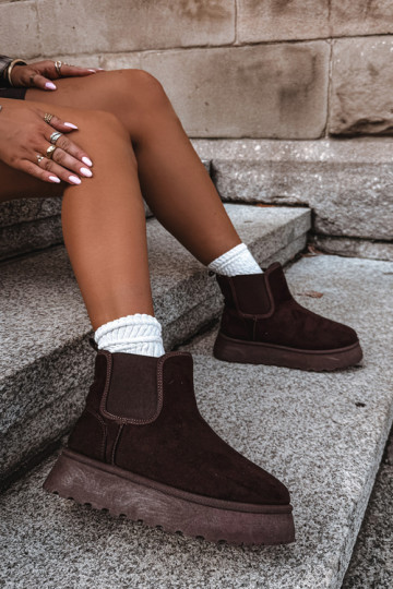 botas de neve para mulheres com plataforma Big Star UU274174 na cor chocolate