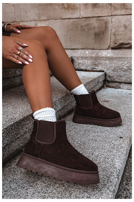 botas de neve para mulheres com plataforma Big Star UU274174 na cor chocolate