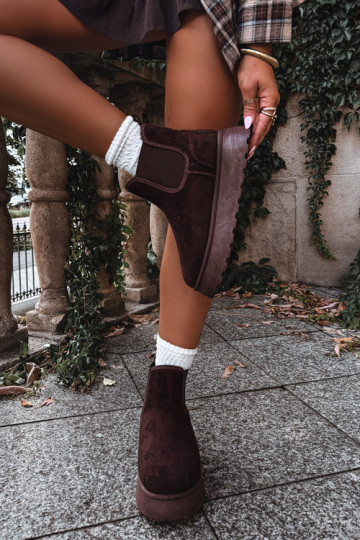 botas de neve para mulheres com plataforma Big Star UU274174 na cor chocolate 2