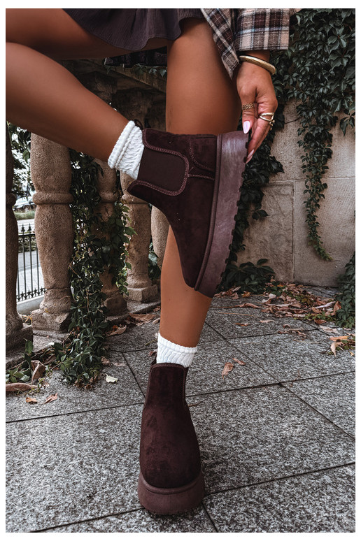 botas de neve para mulheres com plataforma Big Star UU274174 na cor chocolate