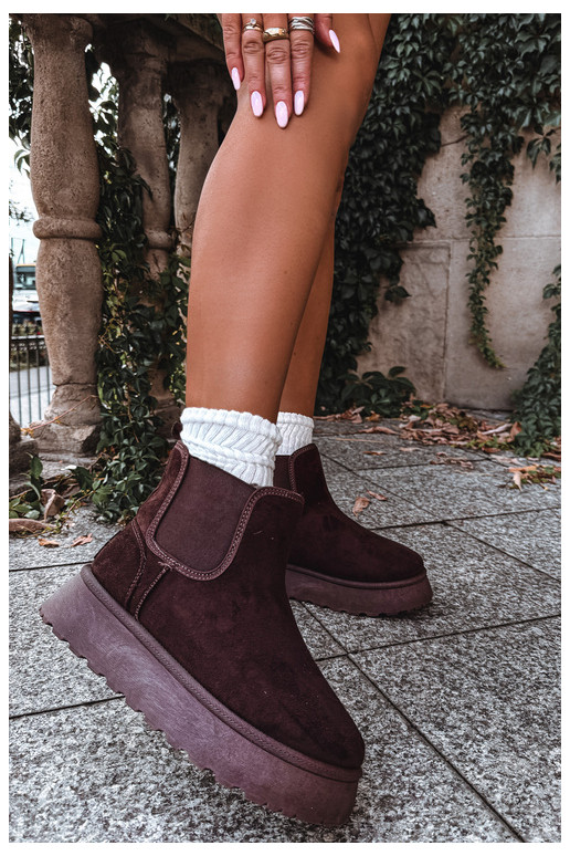 botas de neve para mulheres com plataforma Big Star UU274174 na cor chocolate
