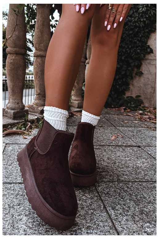 botas de neve para mulheres com plataforma Big Star UU274174 na cor chocolate