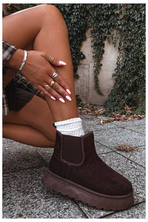 botas de neve para mulheres com plataforma Big Star UU274174 na cor chocolate