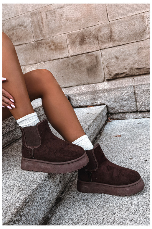 botas de neve para mulheres com plataforma Big Star UU274174 na cor chocolate