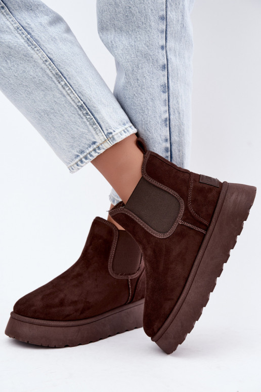 botas de neve para mulheres com plataforma Big Star UU274174 na cor chocolate