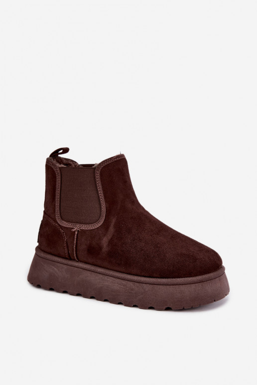botas de neve para mulheres com plataforma Big Star UU274174 na cor chocolate