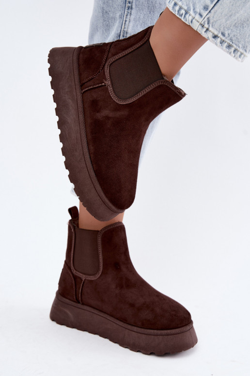 botas de neve para mulheres com plataforma Big Star UU274174 na cor chocolate