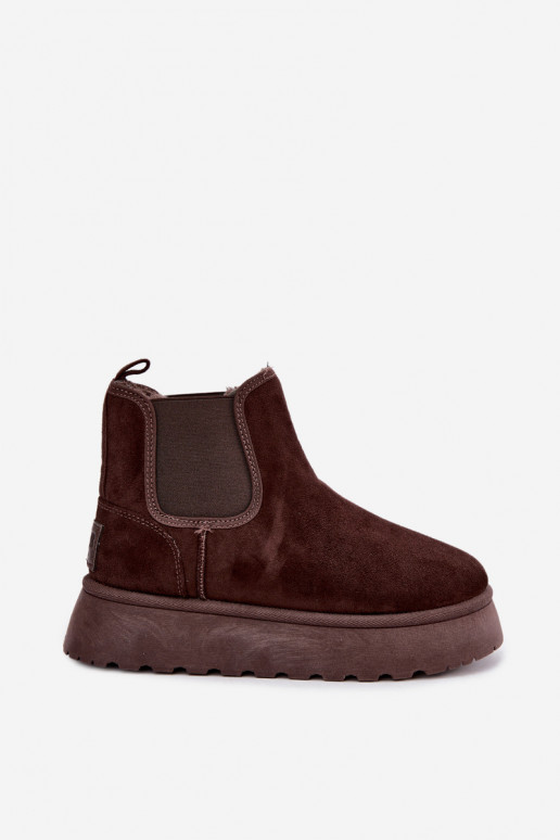 botas de neve para mulheres com plataforma Big Star UU274174 na cor chocolate