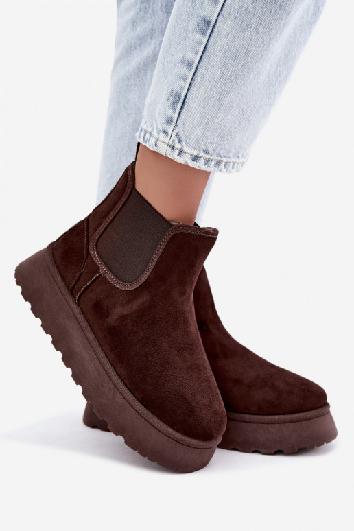 botas de neve para mulheres com plataforma Big Star UU274174 na cor chocolate