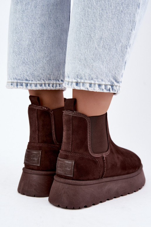 botas de neve para mulheres com plataforma Big Star UU274174 na cor chocolate