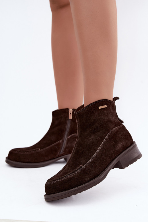 botas isoladas de camurça natural para mulheres Big Star UU274602 na cor chocolate