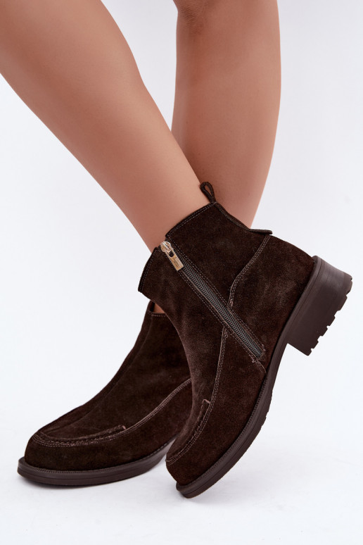 botas isoladas de camurça natural para mulheres Big Star UU274602 na cor chocolate