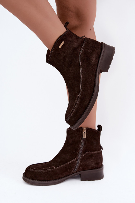 botas isoladas de camurça natural para mulheres Big Star UU274602 na cor chocolate