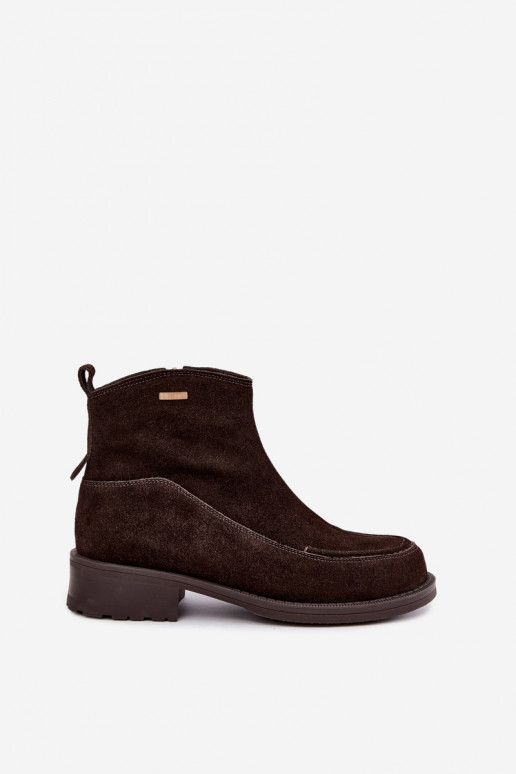 botas isoladas de camurça natural para mulheres Big Star UU274602 na cor chocolate