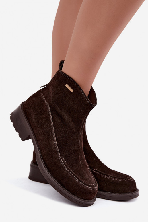 botas isoladas de camurça natural para mulheres Big Star UU274602 na cor chocolate