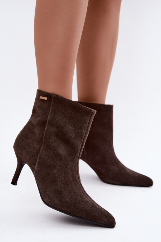 Botas de camurça com saltos finos e isolamento, slip-on Big Star UU274492 castanhas