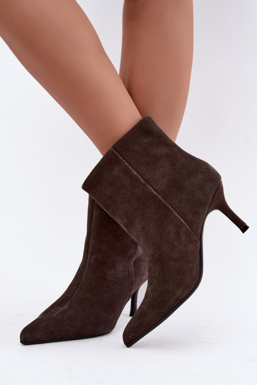 Botas de camurça com saltos finos e isolamento, slip-on Big Star UU274492 castanhas