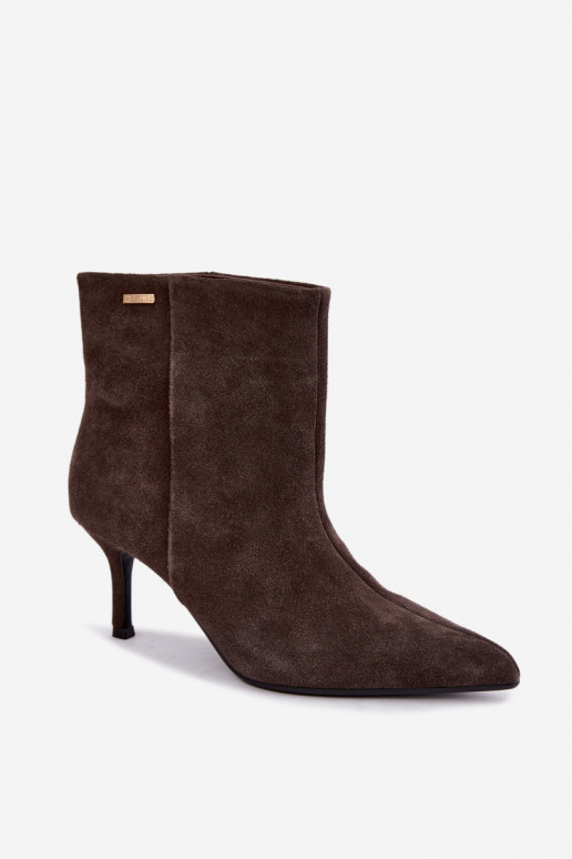 Botas de camurça com saltos finos e isolamento, slip-on Big Star UU274492 castanhas